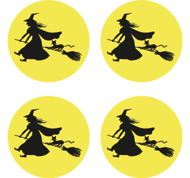 Sous verre halloween sorcière sur balai - TenStickers