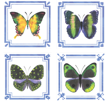 Sous verre Éléments de papillons colorés - TenStickers