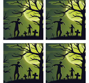 Sous verre halloween zombies au clair de lune - TenStickers
