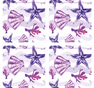 Sous verre motifs de coquillages côtiers - TenStickers
