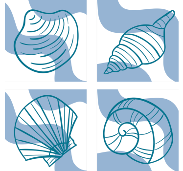 Sous verre bière illustrations de coquillages stylisées - TenStickers