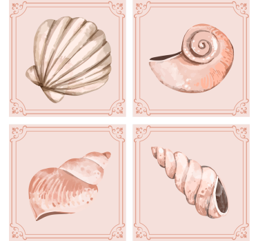 Sous verre vintage illustrations de coquillages élégantes - TenStickers