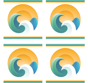 Sous verre moderne vagues stylisées au coucher de soleil - TenStickers
