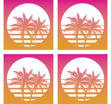 Sous verre bière silhouette de coucher de soleil tropical - TenStickers