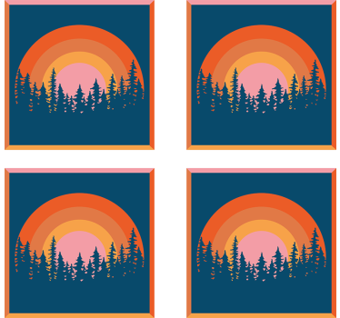 Sous verre moderne forêt de coucher de soleil en couches - TenStickers