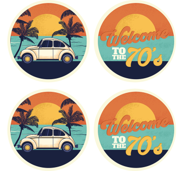 Sous verre vintage scène côtière rétro - TenStickers