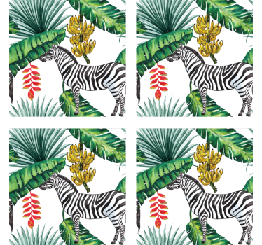 Sous verre bière zebra et feuillage tropical - TenStickers