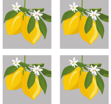 Sous verre moderne citrons jaunes avec feuilles - TenStickers