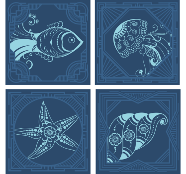 Sous verre bière créatures marines fantaisistes - TenStickers