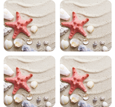 Sous verre moderne étoile de mer et coquillage - TenStickers