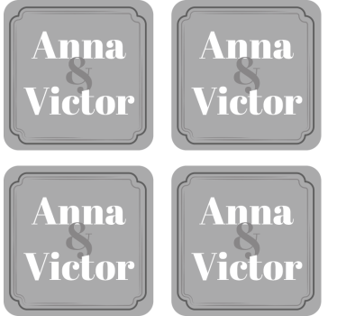 Sous verre mariage initiales personnalisées - TenStickers
