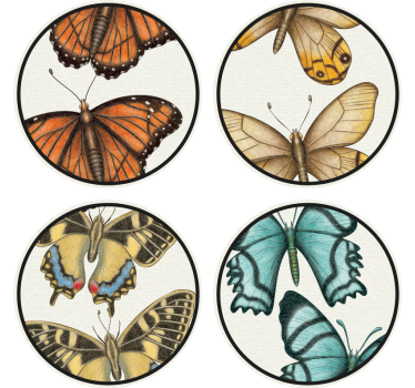 Sous verre bière ensemble de papillons colorés - TenStickers