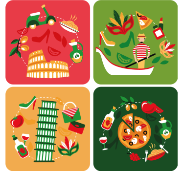 Sous verre bière voyage culinaire italien - TenStickers