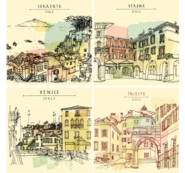 Sous verre citation paysages urbains italiens - TenStickers