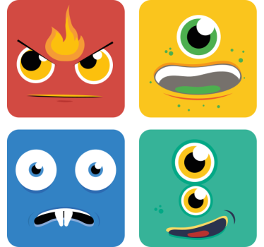 Sous verre bière visages de monstres colorés - TenStickers