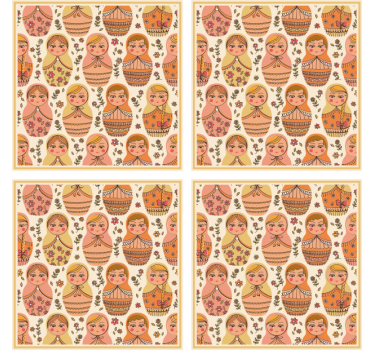 Sous verre bière motif poupées russes colorées - TenStickers