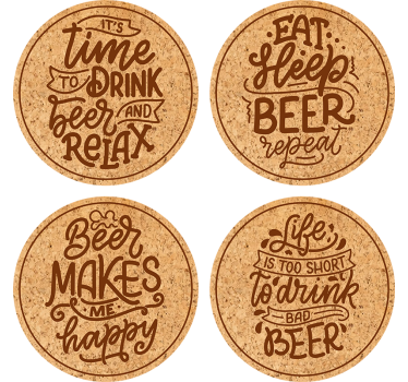 dessous de verre avec citation Différents textes de bière - TenStickers