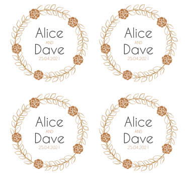 Sous verre mariage design personnalisé couronne florale - TenStickers