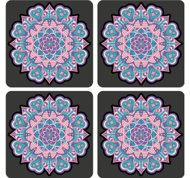 Sous verre bière mandala de cœurs colorés - TenStickers