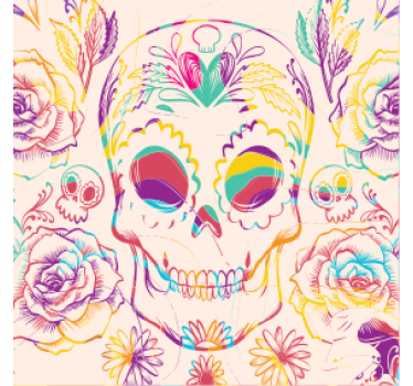 Sous verre halloween crâne coloré floral - TenStickers