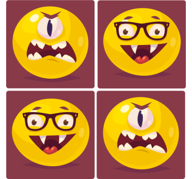 Sous verre bière visages souriants fantaisistes - TenStickers