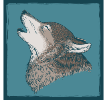 Sous verre bière illustration de loup hurlant - TenStickers