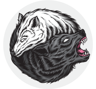 Sous verre bière têtes de loups contrastées - TenStickers