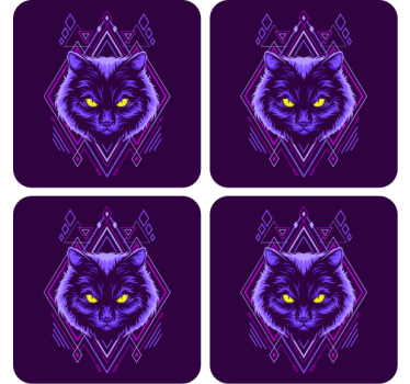 Sous verre bière illustration de chat élégant - TenStickers