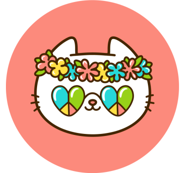 Sous verre bière chat couronné de fleurs - TenStickers