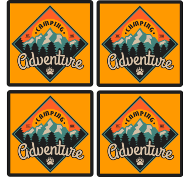 Sous verre citation badge aventure camping - TenStickers