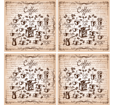 Sous verre personnalisable illustration des types de café - TenStickers