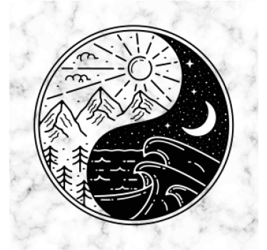 Sous verre bière contraste montagne et vagues - TenStickers