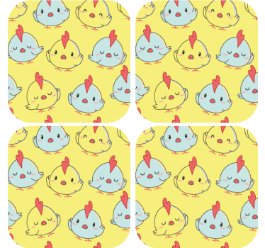 Sous verre bière visages de poules mignons - TenStickers