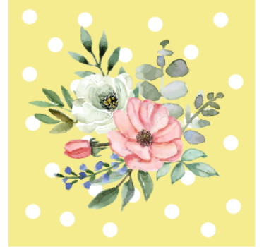 Sous verre moderne arrangement floral à pois - TenStickers