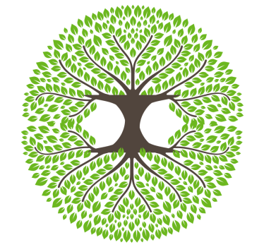 Sous verre bière silhouette d'arbre vert luxuriant - TenStickers