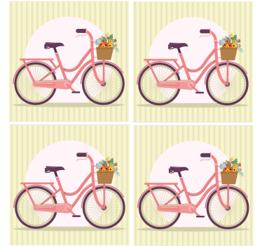 Sous verre moderne vélo rose avec fleurs - TenStickers