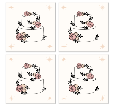 Dessous de verre pour mariage Gâteau fleuri - TenStickers