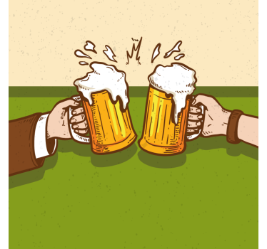 Sous verre bière mugs de bière entrechoqués - TenStickers