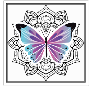 Sous verre mandala de papillons colorés - TenStickers