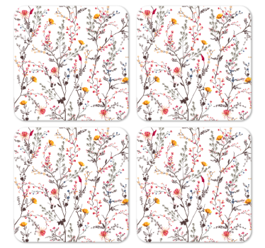 Sous verre moderne motif botanique avec oiseaux - TenStickers