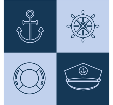 Sous verre moderne icônes maritimes et ancres - TenStickers