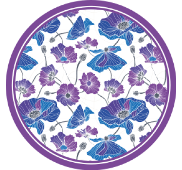 Sous verre moderne motif floral avec accents violets - TenStickers