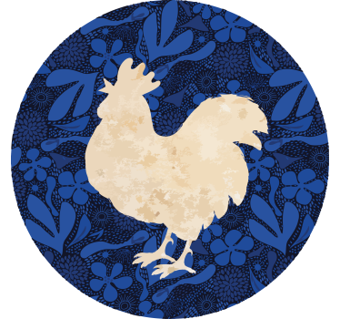 Sous verre vintage silhouette florale de coq - TenStickers