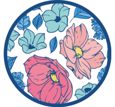 Sous verre moderne motif floral cercle - TenStickers