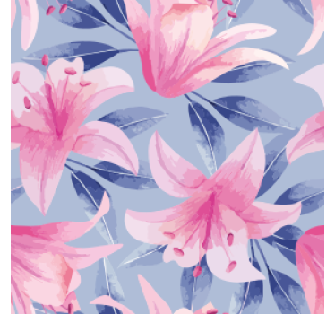 Sous verre motif floral avec des lys roses - TenStickers
