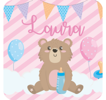 Sous verre personnalisable ourson mignon avec ballons - TenStickers