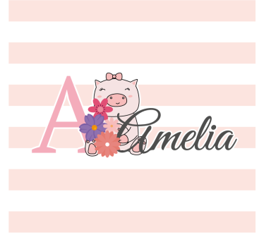 Sous verre personnalisable porcelet espiègle avec fleurs - TenStickers