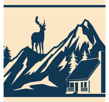 Sous verre vintage scène de montagne avec cerf - TenStickers