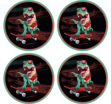 Sous verre bière dinosaure skateboard graphique - TenStickers