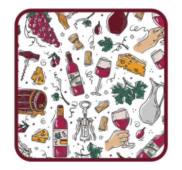 Sous verre bière bouteilles vin raisins fromage - TenStickers